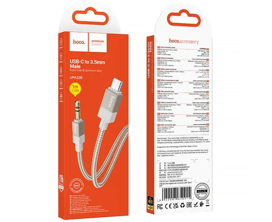 Аудио кабель Aux Hoco UPA32B Clever digital (Type-C to AUX 3.5mm) (1m) Gold
