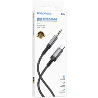 Аудио кабель Aux Borofone BL24 Graceful Type-C to AUX 3.5mm) (1m) Metal grey
