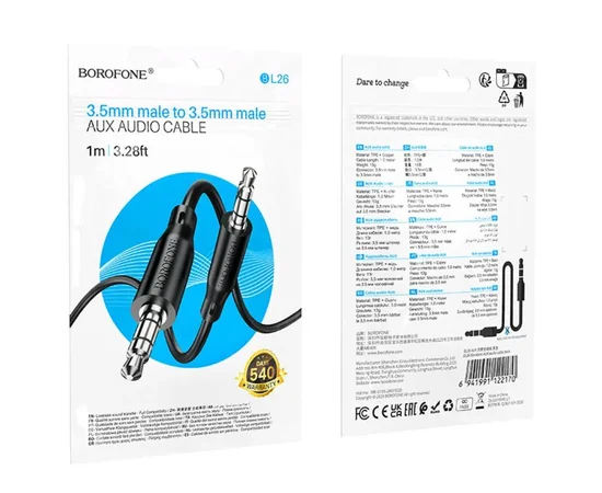 Аудио кабель Aux Borofone BL25 Nice (1m) Black