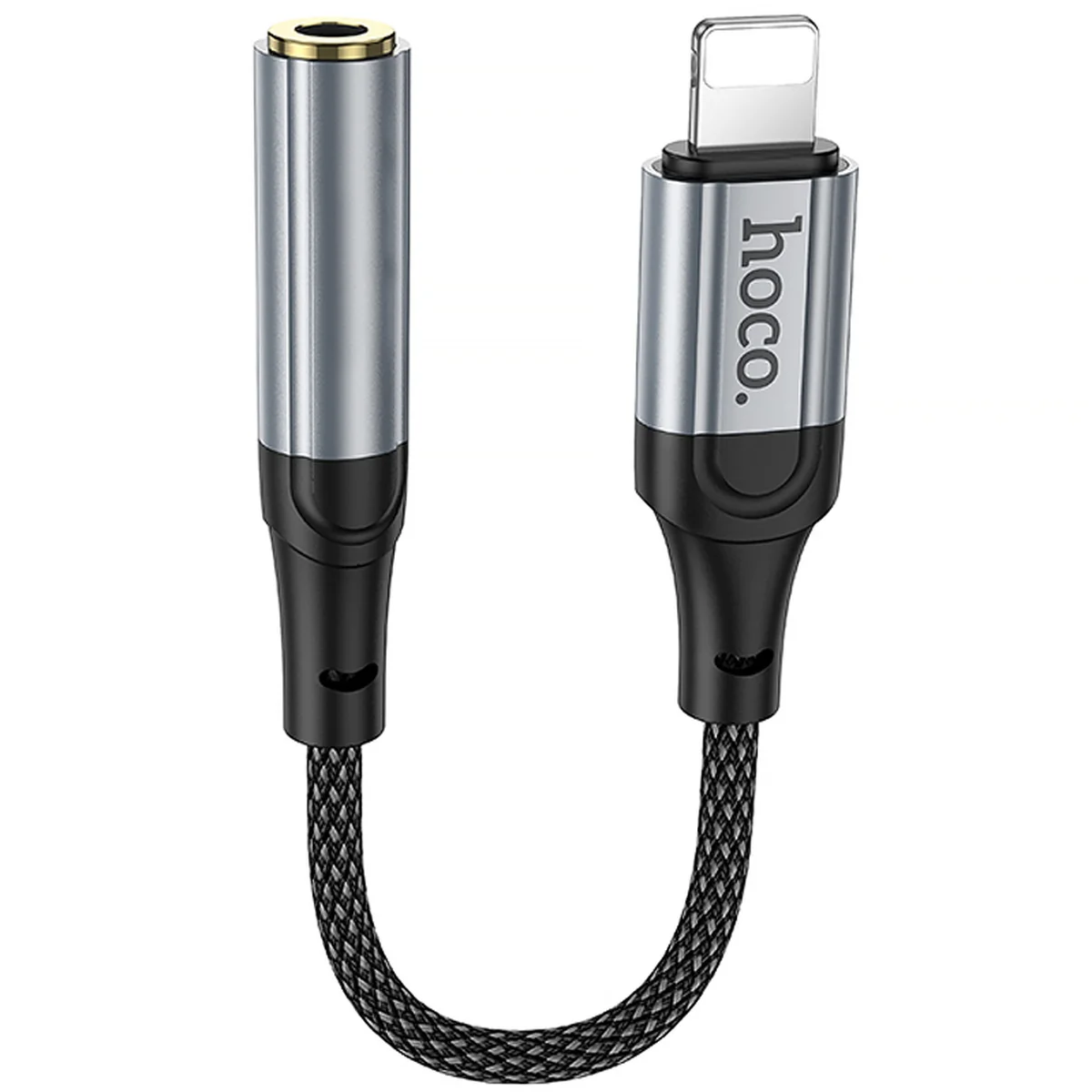 Аудио кабель Aux Hoco LS36A Fresh 3.5mm to Lightning (0.12m) Metal gray