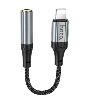 Аудіо кабель Aux Hoco LS36A Fresh 3.5mm to Lightning (0.12m) Metal gray