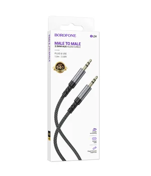 Аудіо кабель Aux Borofone BL24 Graceful (1m) Metal grey