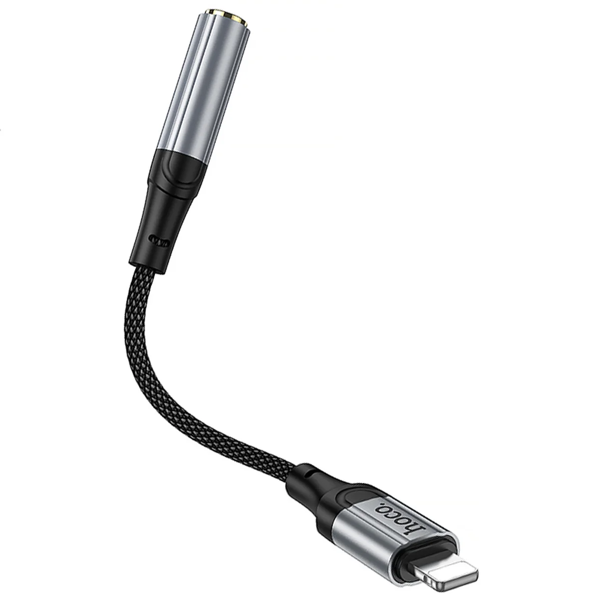 Аудио кабель Aux Hoco LS36A Fresh 3.5mm to Lightning (0.12m) Metal gray