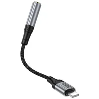 Аудио кабель Aux Hoco LS36A Fresh 3.5mm to Lightning (0.12m) Metal gray