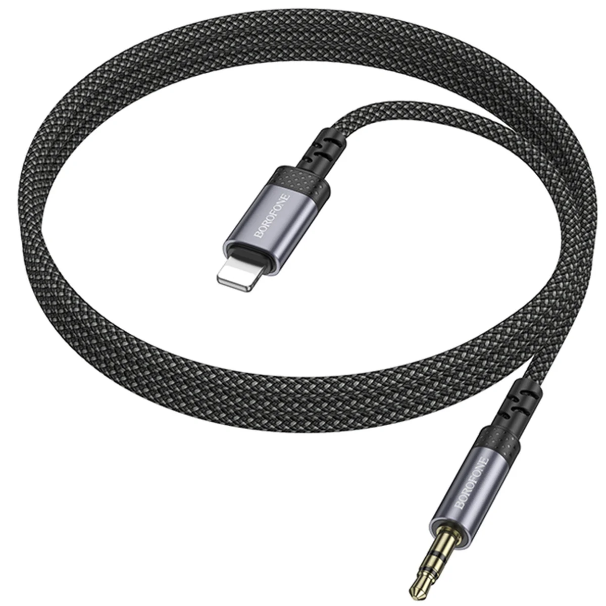 Аудио кабель Aux Borofone BL24 Graceful (Lightning to AUX 3.5mm) (1m) Metal grey