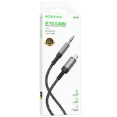 Аудио кабель Aux Borofone BL24 Graceful (Lightning to AUX 3.5mm) (1m) Metal grey