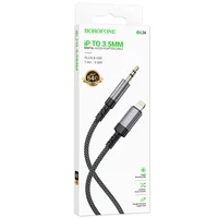 Аудио кабель Aux Borofone BL24 Graceful (Lightning to AUX 3.5mm) (1m) Metal grey