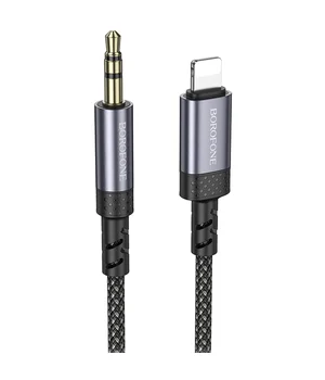 Аудио кабель Aux Borofone BL24 Graceful (Lightning to AUX 3.5mm) (1m) Metal grey