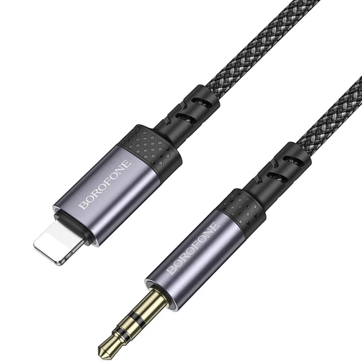 Аудио кабель Aux Borofone BL24 Graceful (Lightning to AUX 3.5mm) (1m) Metal grey