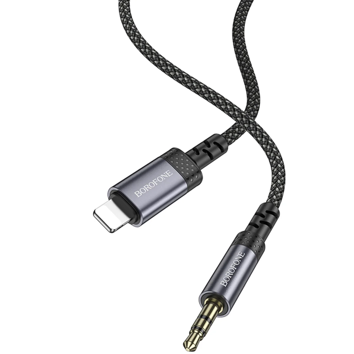 Аудио кабель Aux Borofone BL24 Graceful (Lightning to AUX 3.5mm) (1m) Metal grey