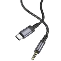 Аудио кабель Aux Borofone BL24 Graceful Type-C to AUX 3.5mm) (1m) Metal grey