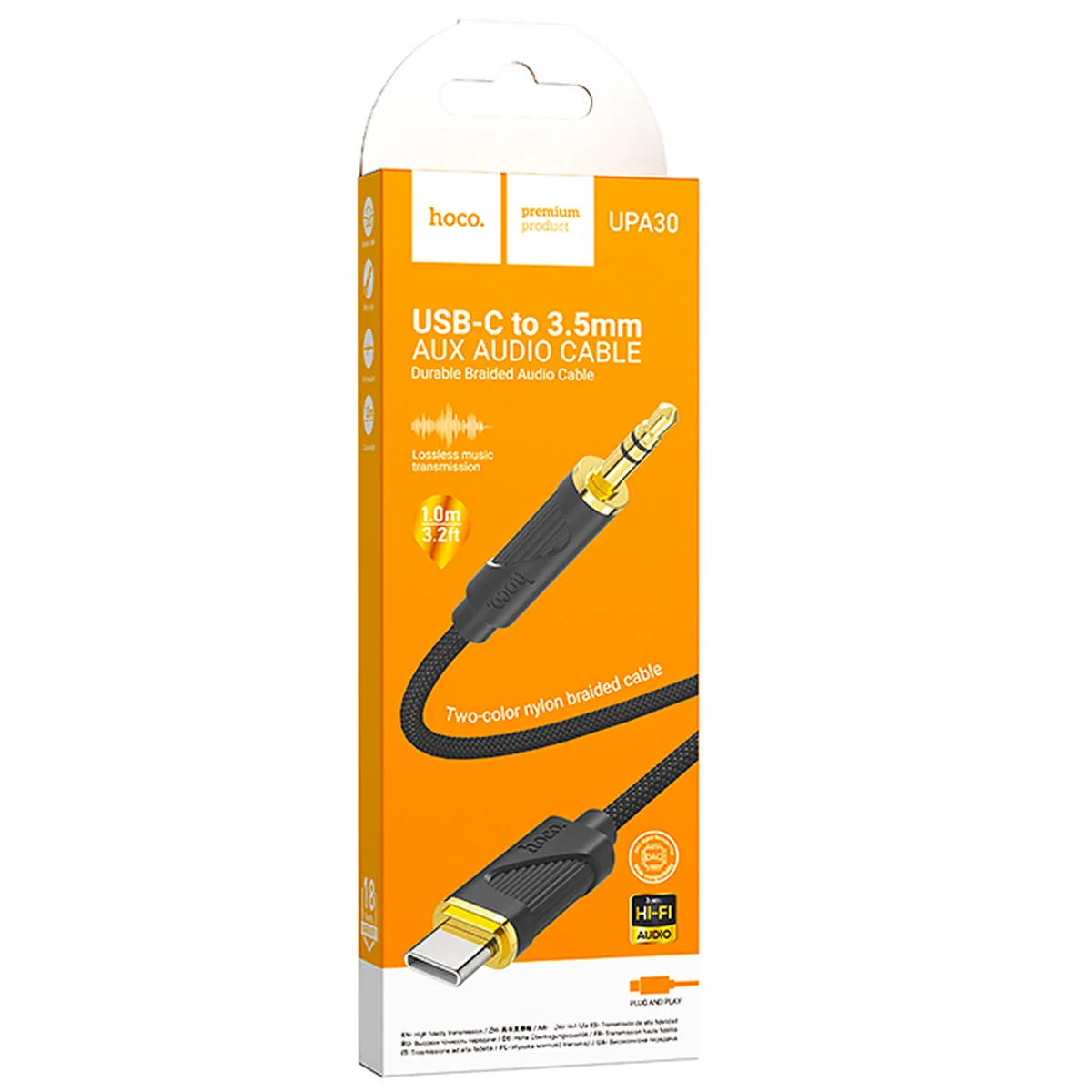 Аудио кабель Aux Hoco UPA30 Friend (Type-C to AUX 3.5mm) (1m) Black
