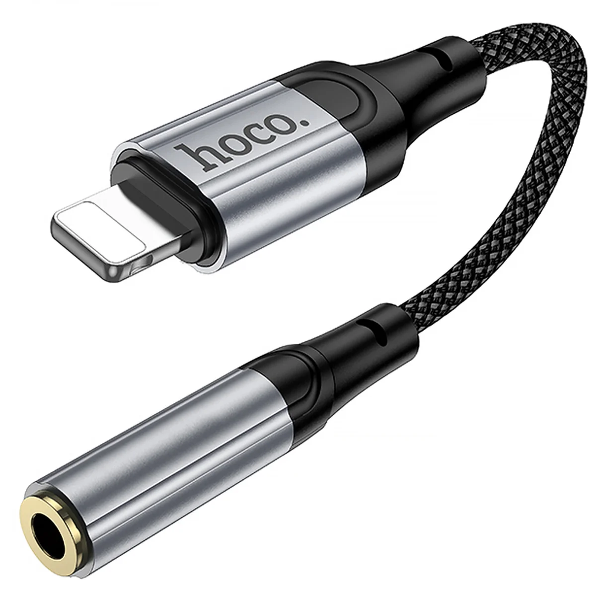 Аудио кабель Aux Hoco LS36A Fresh 3.5mm to Lightning (0.12m) Metal gray