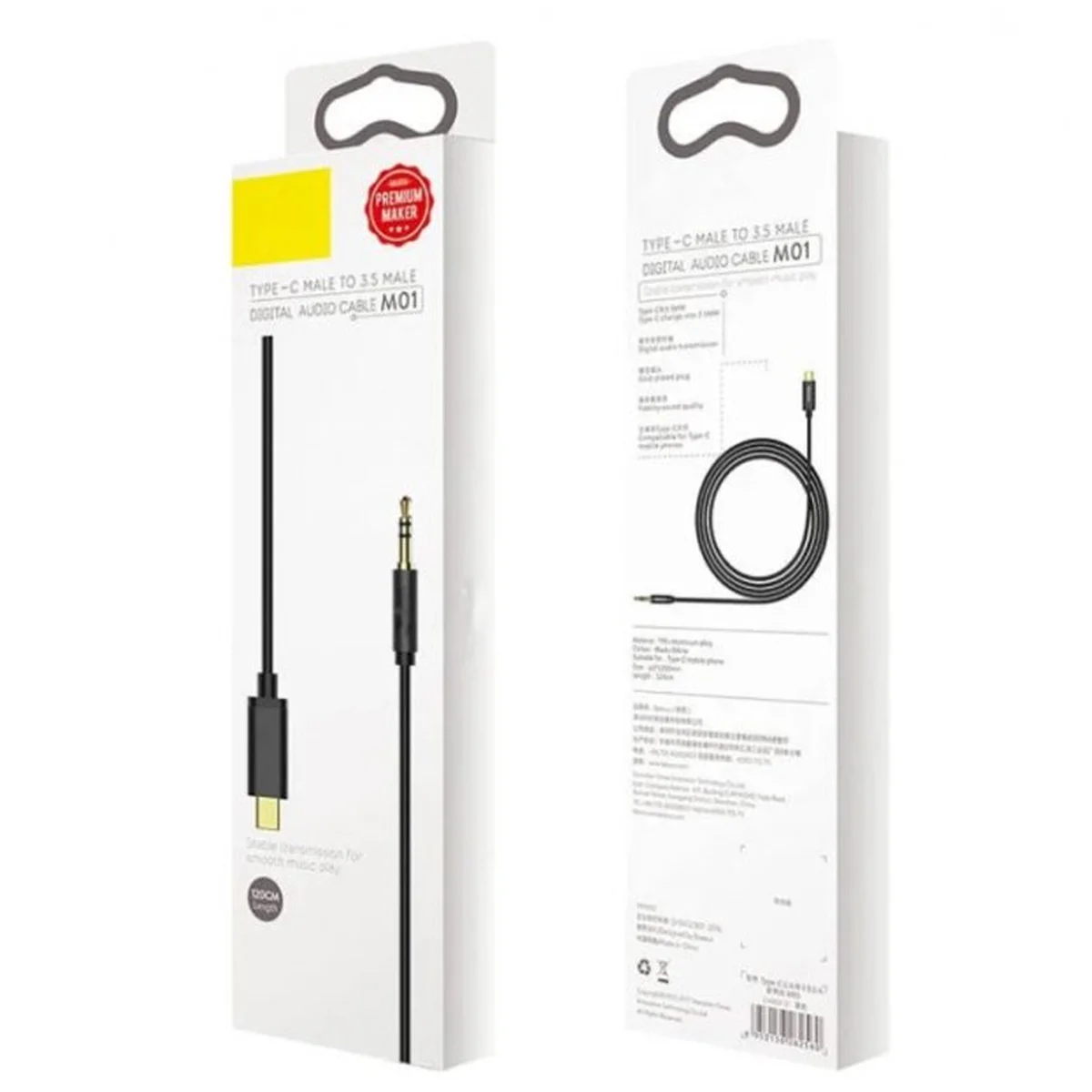 Аудио кабель Aux Baseus Yiven Type-C Male to 3.5mm Male M01 (1m) (CAM01-01) Black