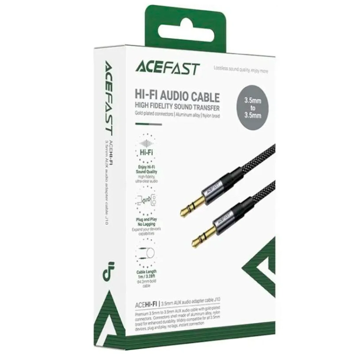 Аудіо-кабель Aux Acefast J10 (1m) Black