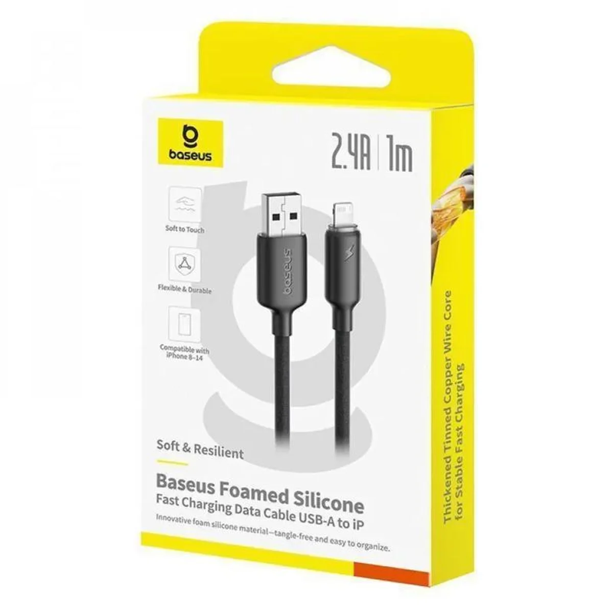 Дата кабель Baseus Foamed Silicone USB to Lightning 2.4A (1m) (E04269) Cosmic Black