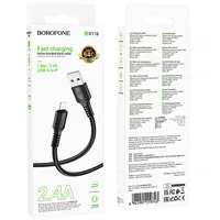 Дата кабель Borofone BX116 Certain USB to Lightning 2.4A (1m) Black