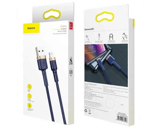 Дата кабель Baseus Cafule Lightning Cable 2.4A (1m) (CALKLF-B) Золотой / Черный