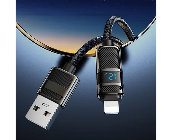 Дата кабель Hoco U137 Line with display USB to Lightning 2.4A/12W (1.2m) Black