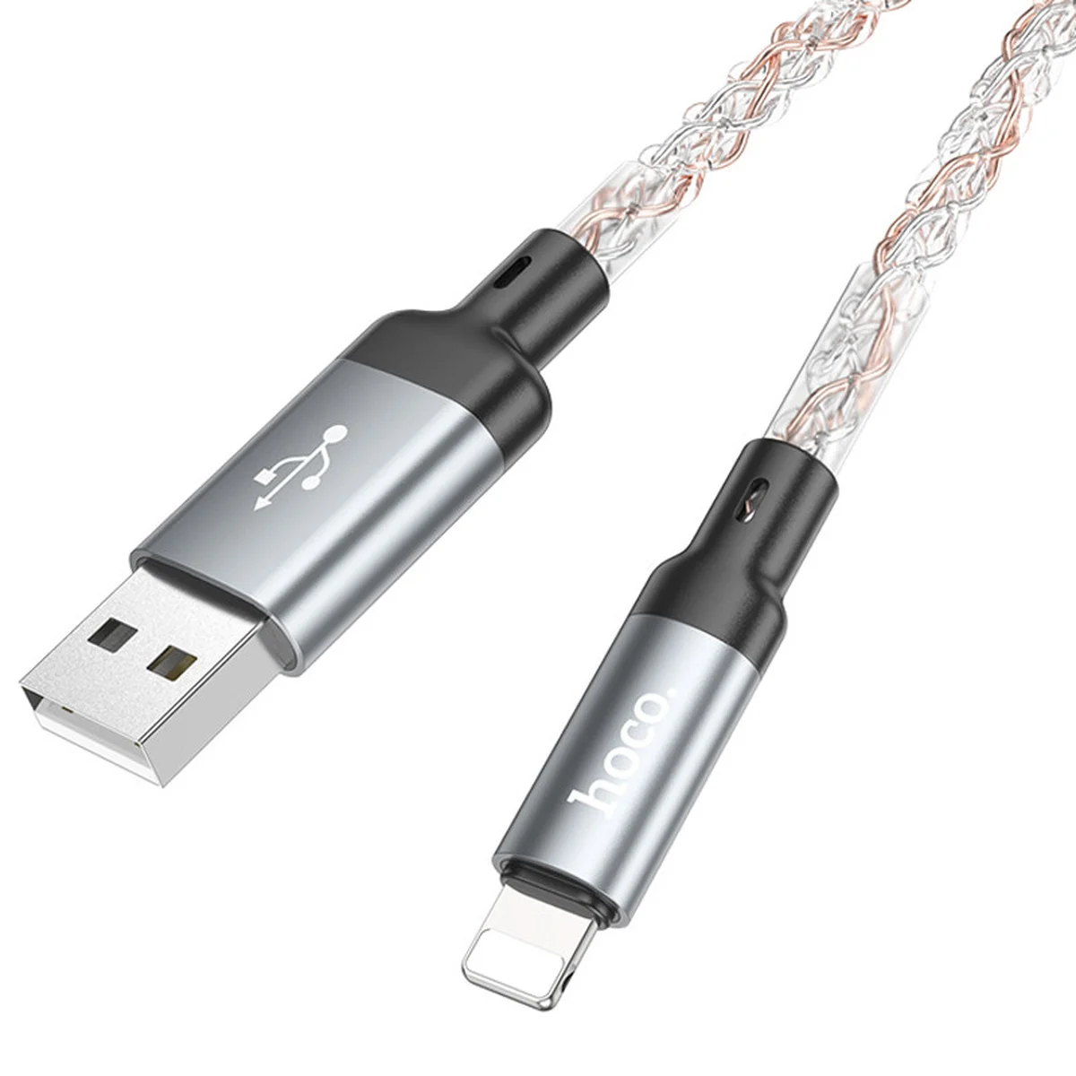 Дата кабель Hoco U112 Shine 2.4A USB to Lightning (1m) Gray