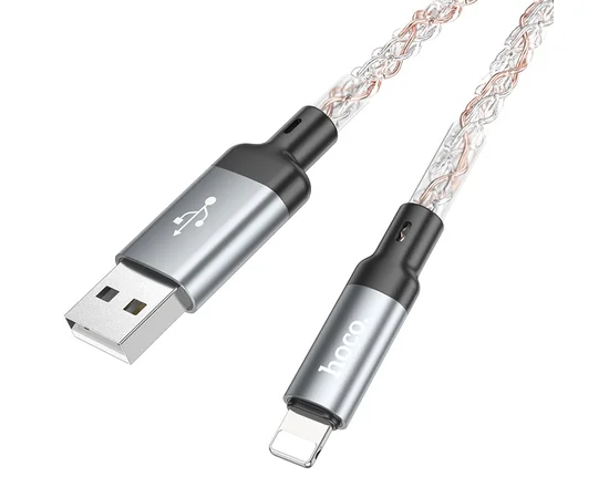 Дата кабель Hoco U112 Shine 2.4A USB to Lightning (1m) Gray