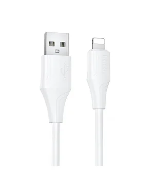 Дата кабель Hoco X124 Bien silicone USB to Lightning 2.4A (1m) White