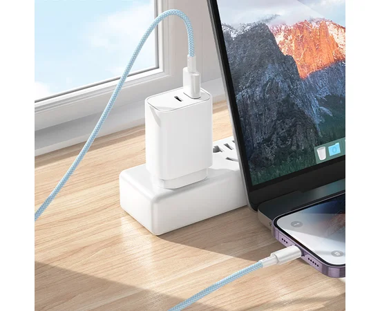 Дата кабель Borofone BX117 Source USB to Lightning 2.4A (1m) Blue