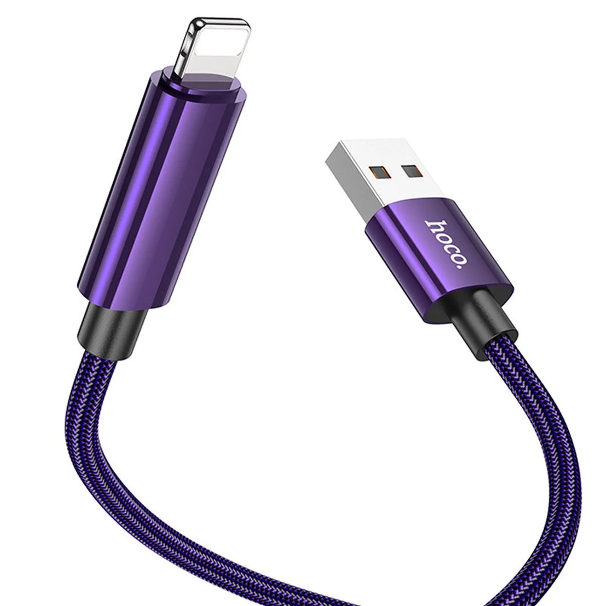 Дата кабель Hoco U125 Benefit 2.4A USB to Lightning (1.2m) Purple