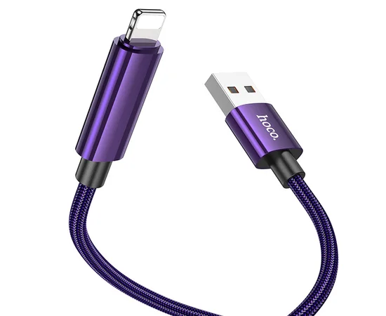 Дата кабель Hoco U125 Benefit 2.4A USB to Lightning (1.2m) Purple