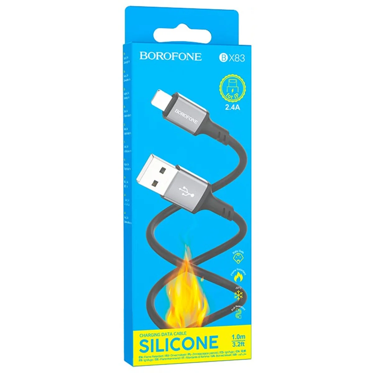 Дата кабель Borofone BX83 Famous USB to Lightning 2.4A (1m) Black