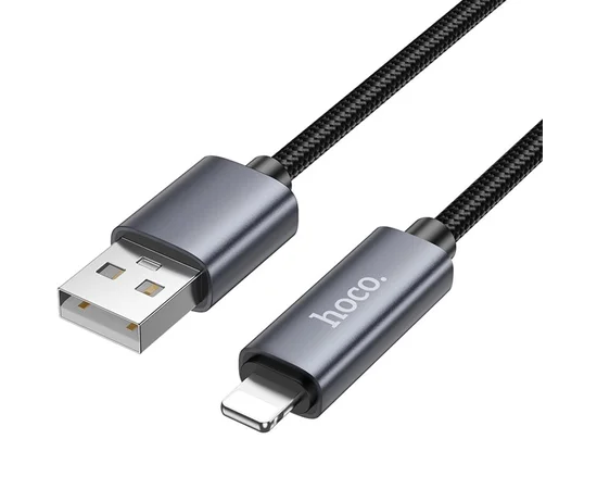 Дата кабель Hoco X112 Favor with display USB to Lightning 2.4A (1m) Black