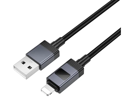 Дата кабель Hoco X118 Generous with display USB to Lightning 2.4A (1m) Black