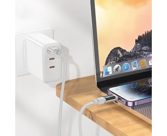 Дата кабель Hoco U126 Lantern 2.4A USB to Lightning (1.2m) Gray