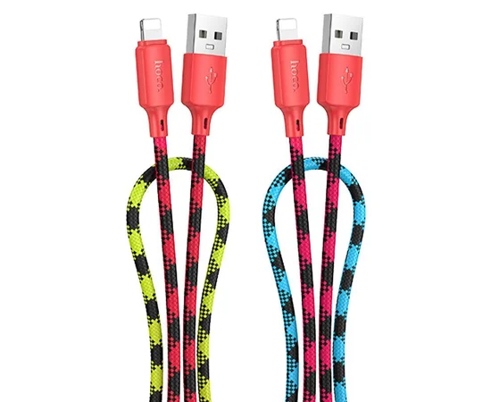 Дата кабель Hoco X116 Meridian USB to Lightning 2.4A (1m) Gradient Red Mix