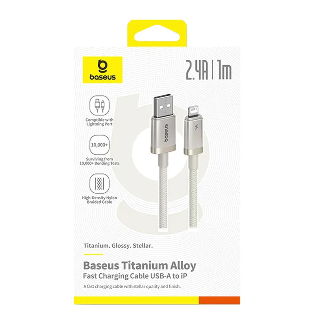 Дата кабель Baseus Titanium Alloy Fast Charging USB to Lightning 2.4A (1m) (P10378102) Galaxy Titanium Gold