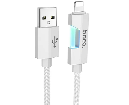 Дата кабель Hoco U123 Regent colorful 2.4A USB to Lightning (1.2m) Gray