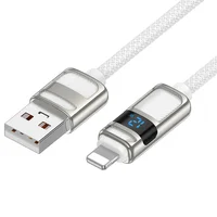 Дата кабель Hoco U137 Line with display USB to Lightning 2.4A/12W (1.2m) White