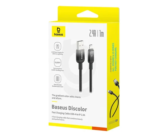 Дата кабель Baseus Discolor Series Fast Charging USB to Lightning 2.4A (1m) (P10374900) Cluster Black