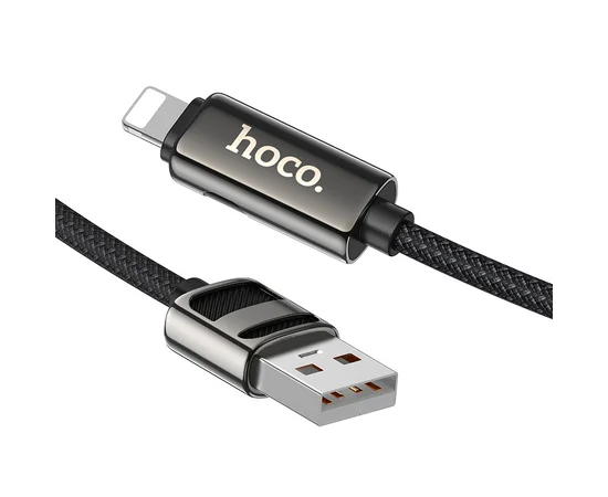Дата кабель Hoco U137 Line with display USB to Lightning 2.4A/12W (1.2m) Black