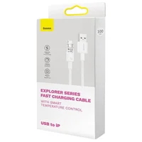 Дата кабель Baseus Explorer USB to Lightning 2.4A with Smart Temperature Control (1m) (CATS01000) White