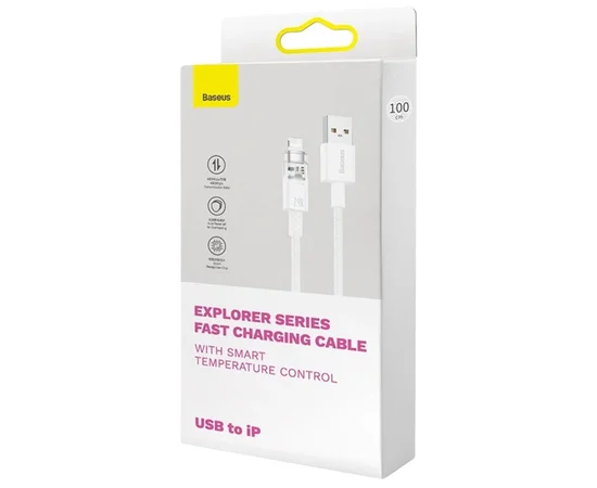 Дата кабель Baseus Explorer USB to Lightning 2.4A with Smart Temperature Control (1m) (CATS01000) White