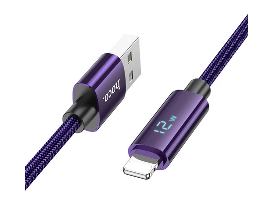 Дата кабель Hoco U125 Benefit 2.4A USB to Lightning (1.2m) Purple