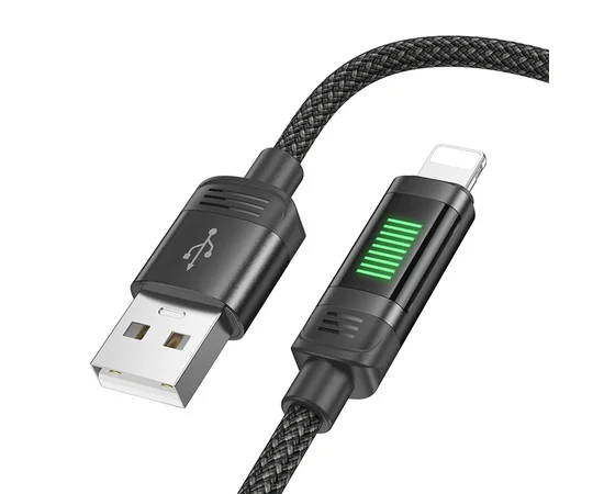 Дата кабель Hoco U126 Lantern 2.4A USB to Lightning (1.2m) Black