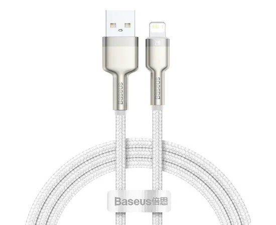 Дата кабель Baseus Cafule Series Metal USB to Lightning 2.4A (1m) (CALJK-A0) White