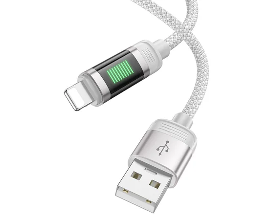Дата кабель Hoco U126 Lantern 2.4A USB to Lightning (1.2m) Gray