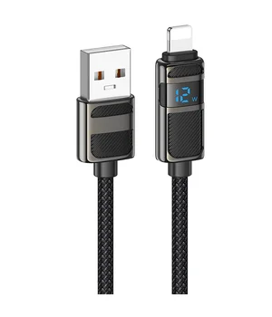 Дата кабель Hoco U137 Line with display USB to Lightning 2.4A/12W (1.2m) Black