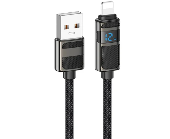 Дата кабель Hoco U137 Line with display USB to Lightning 2.4A/12W (1.2m) Black