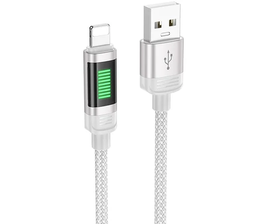Дата кабель Hoco U126 Lantern 2.4A USB to Lightning (1.2m) Gray