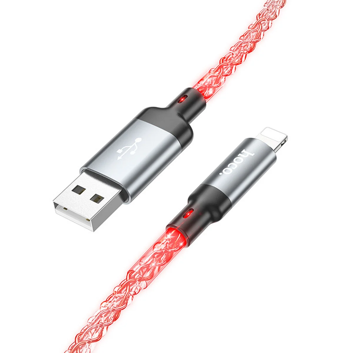 Дата кабель Hoco U112 Shine 2.4A USB to Lightning (1m) Gray