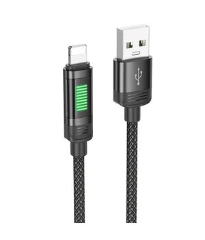Дата кабель Hoco U126 Lantern 2.4A USB to Lightning (1.2m) Black